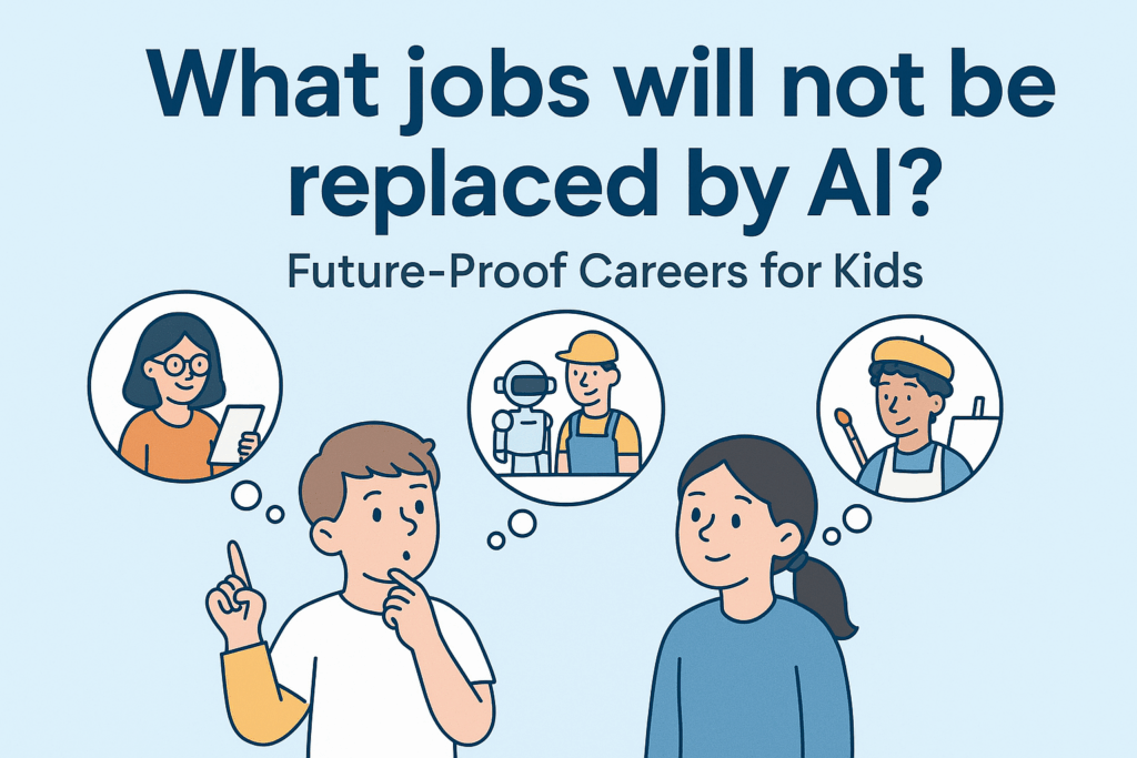 What jobs will not be replaced by AI – future-proof careers for kids infographic